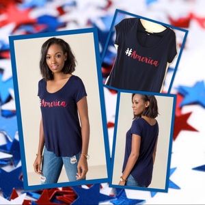 Francesca‘s Miami #America Scoop Neck Top Small